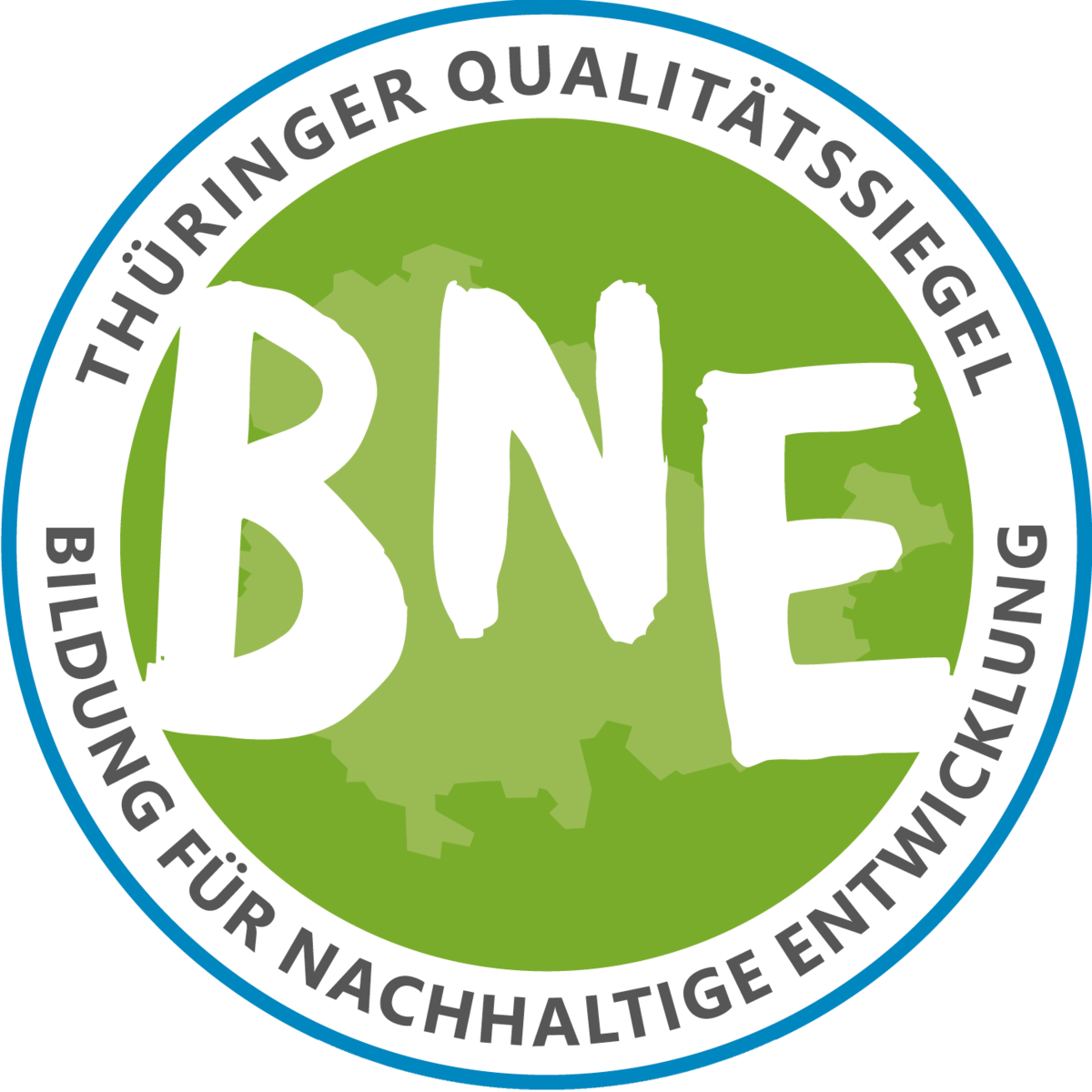 Grünes Logo des Thüringer Qualitätssiegels BNE
